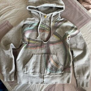 TNA Gray Hoodie with Colorful Swirl Design